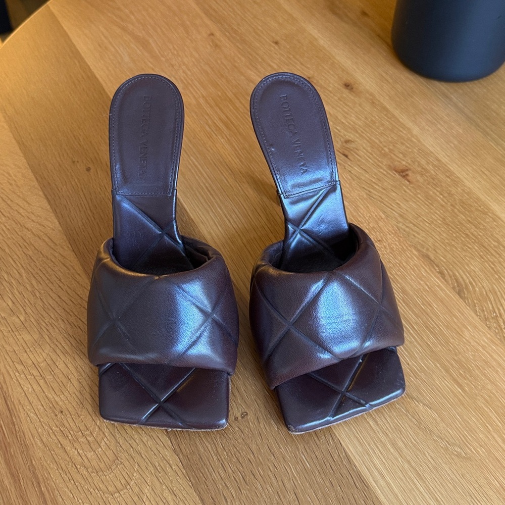 Bottega Veneta Dark Brown Quilted Leather Sandals